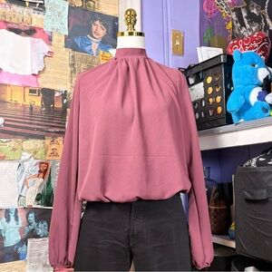 Mauve Tie Back High Neck Blouse (NWT)